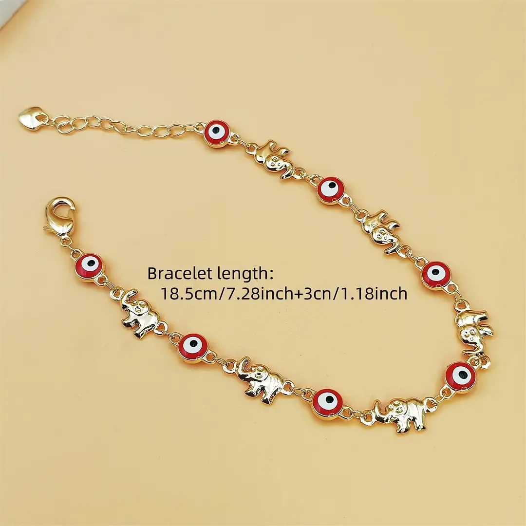 Women's Bohemian Animal Elephant Charm Bracelet - Gold-Tone Metallic Chain, Adjustable Sporty Band, Lightweight Ethnic Craftsmanship Jewelry, Eye-Catching Female Birthday/Mother's Day Gift Idea, Casual
