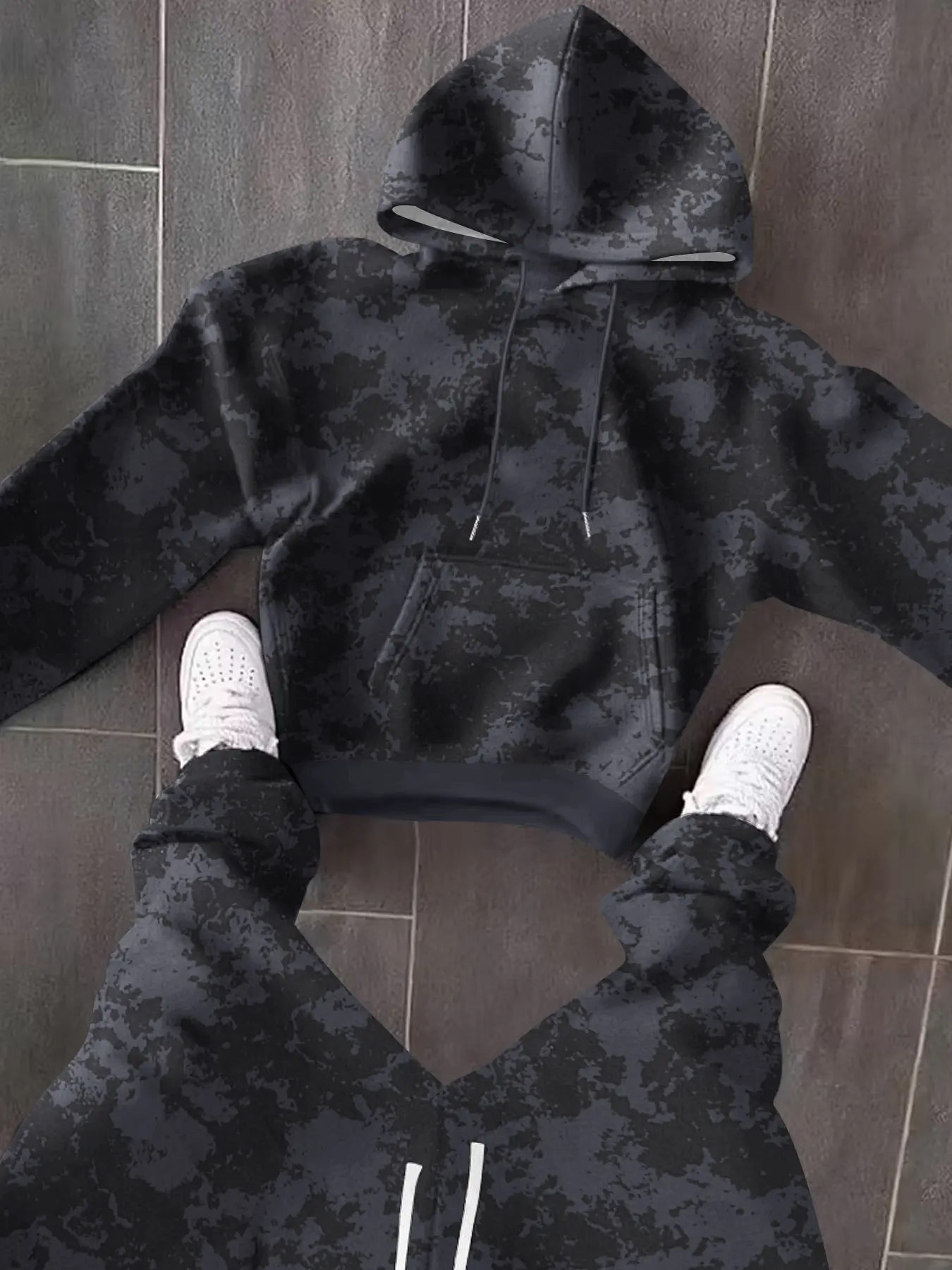 Men's 2-Piece Tie-Dye Long Sleeve Hooded Sweatshirt & Ribbed Jogger Set - Streetwear Tracksuit, Polyester Mix, Drawstring Pullover, Casual Athletic Activewear for Spring/Autumn Outdoor Leisure, Athletic Activewear Tracksuits, Hoodies