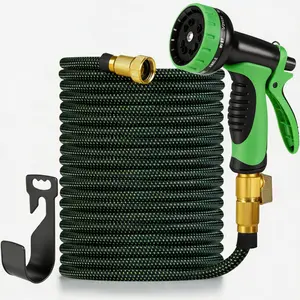 Garden Hose, Non-Expanding, 10 High-Quality Metal Nozzles, Anti-Kinking Heavy-Duty Flexible Water Hose, Ideal for Outdoor, Yard, Lawn, Car Wash, Hose Nozzle Sprayer
