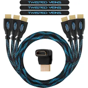 HDMI Cable 6 ft, 3-Pack, Premium HDMI Braided Cord Type High Speed with Ethernet, Supports HDMI 2.0b 4K 60hz HDR and ARC