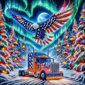 Eagle & Truck Pattern Irregular Shaped Diamond Art Painting Kit without Frame, DIY 5D Diamond Arts Painting Kit, Diamond Art Mosaic, Wall Art Decor for Home