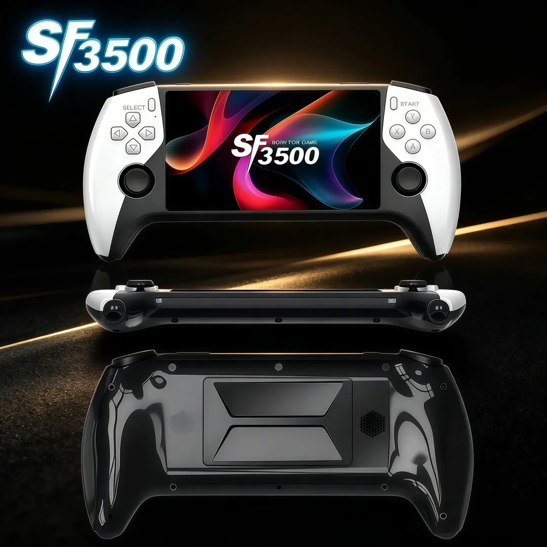 SF3500 Portable Retro Handheld Gaming Console - 5.1in HD IPS Screen, Wireless Device, 14+ Built-in Emulators & High-Performance Chip, Mass Classic Titles, TV Connection Cable Support, Game Card Compatible, Rechargeable, Ideal Gift for Gaming Enthusiasts,,