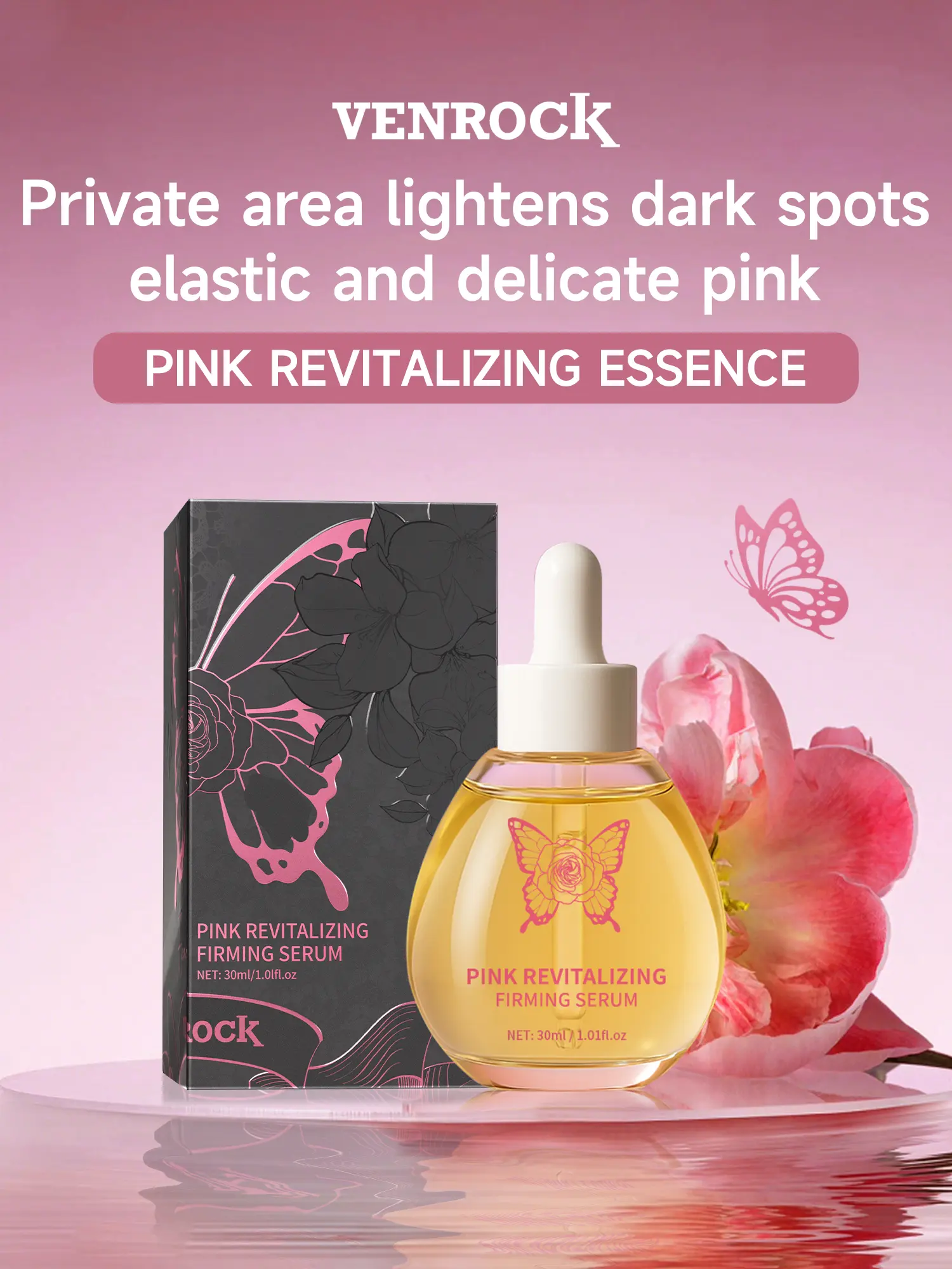 VENROCK Pink Revitalizing Serum - Improve Dullness Enhances Radiance &Contains Anti-Aging Active Peptides For Increase Skin Elasticity &Moisturizing Texture Brightening Solution Lightweight-Rejuvenate Natural Skin