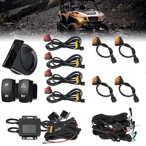 Complete UTV Turn Signal Kit with 110DB Horn & Hazard Light, Plug and Play Universal Street Legal Lighting Kit for ATV Side by Side, Pre-Wired Harness, Rocker Switch Included