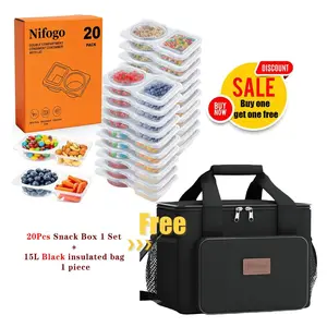 Nifogo New Year Home Decor Day Combo Insulated Lunch Bag +20/40Pcs Leakproof Snack Containers Special Offer for Picnic Travel