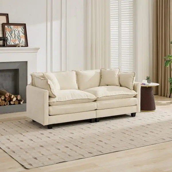 [Dispatched in 2 packages] Cloud Cushion Sofa Loveseat - Modern Sectional Sofas, Comfy Couch with Double-Layer Chenille Fabric, 2-Seat Ergonomic Flexible Modular, Easy Installation, American Design for Various Room Types