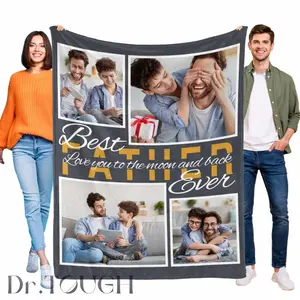 Dr.TOUGH Custom Blanket with Photos Personalized Flannel Throw Blankets Gifts Customized Blanket Personalized