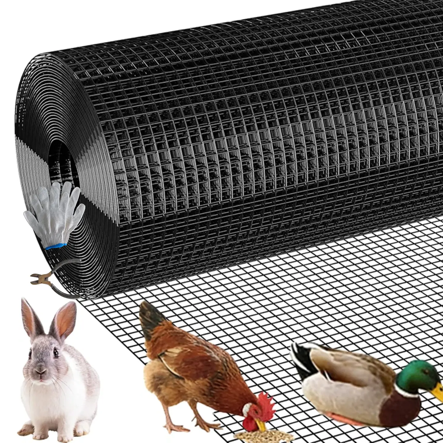 Hardware Cloth 1/2 inch 36inch x 50Foot 19 Gauge  with Snips/Gloves, Vinyl Coated Chicken Wire Mesh Roll Chicken Wire Fencing Garden Fencing Mesh Wire Fence Garden Fencing Wire Cloth Mosquito Insect Trap Mosquito Killer