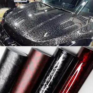 12" x 60" Gloss Forged Carbon Fiber Car Wrap Vinyl, Bubble Free Air Release Adhesive Car Wrap Film Roll DIY Decals, for Vehicle Exterior Decoration