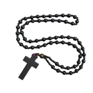 Handmade Glass Bead Rosary Necklace For Christian Worship And Daily Wear