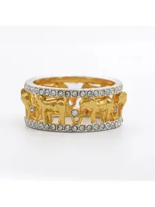 Luxury Elephant Shaped Ring with Premium Cubic Zirconia Inlay Modern Minimalist Design Comfort Fit Band for Men Women Teen Girls Unique Gift