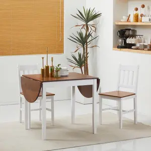 55" Solid Wood Kitchen Table, Drop Leaf Tables for Small Spaces, Folding Dining Table, Brown - W2225142659