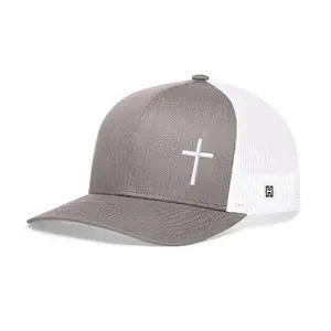 Cross Trucker Hat  |  Gray-White Cross Snapback