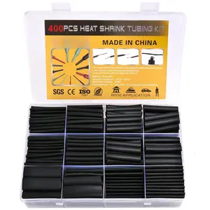 400 count Wire Heat Shrink Tubing Kit With Adhesive lined, Industrial Heat-Shrink Tubing for Wires, 3:1 Marine Grade Heat Shrink Wrap,  Large Electrical  Heat Shrink Tape-Black by