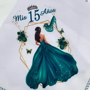 12pcs 10x10 In Quinceanera Polyester Napkins, Elegant Design Tableware with Message for Quinceanera Celebrations, Includes Cutlery