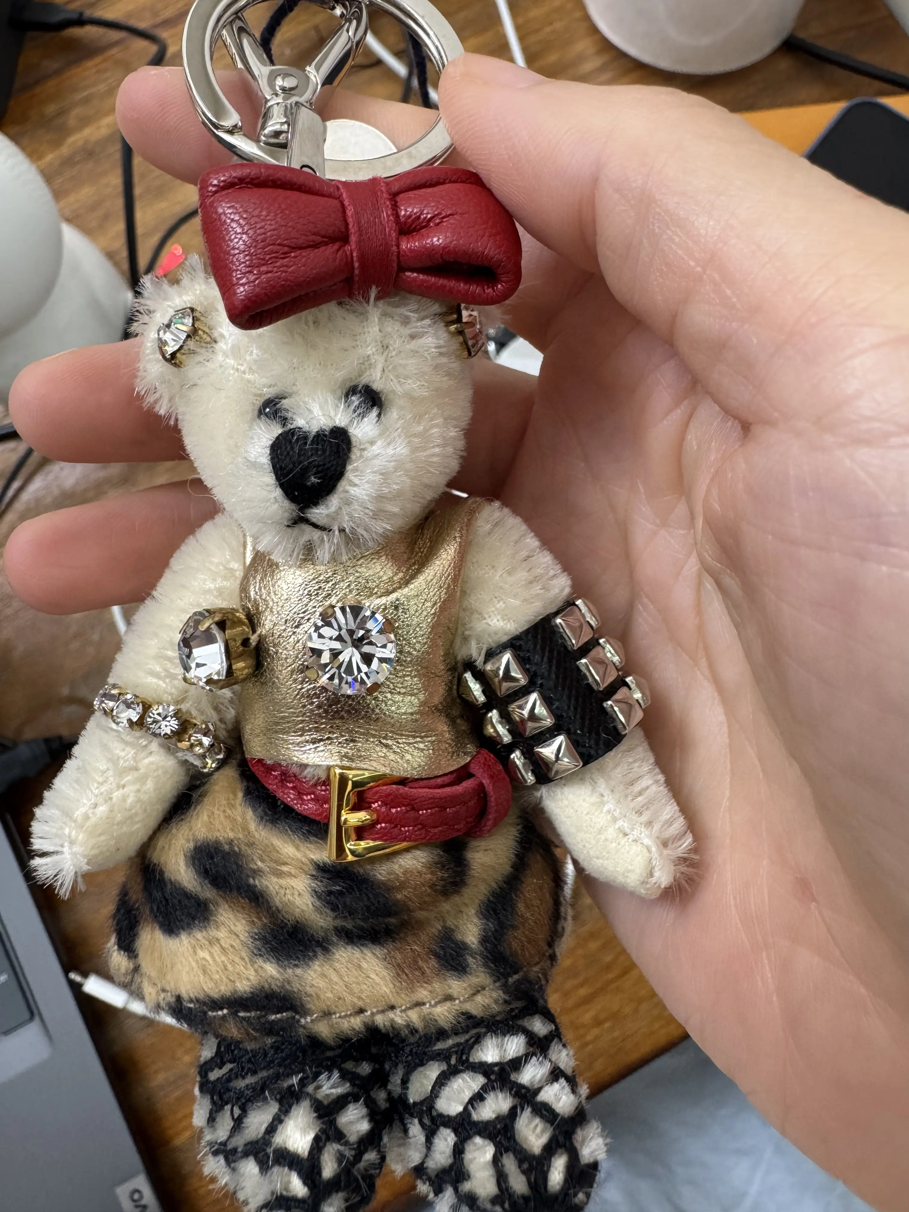Pre-owned PRADA plush fabric Bag Accessories Bear Key Charm