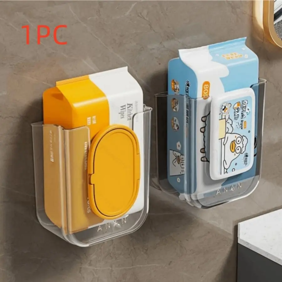 Wall-Mounted Wet Wipes Storage Box, 1 Count Punch-Free Tissue Storage Box, Multifunctional Storage Box for Bathroom, Home Organizer, Tissue Holder, Bathroom Accessory, Bathroom Organization