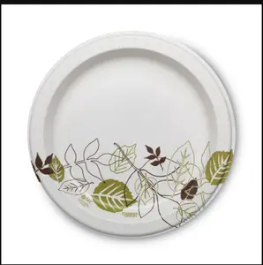 Dixie Pathways Soak Proof Shield Heavyweight Paper Plates, 10.13" dia, Green/Burgundy, 125/Pack (SXP10PATHPK)