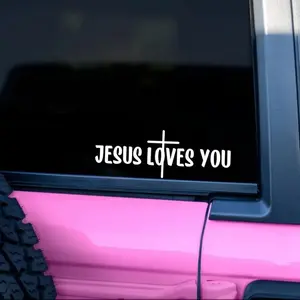 Jesus Loves You Car Sticker, Car Decorative Sticker, Car Rearview Mirror Sticker, Car Exterior Decoration Accessories, Universal Car Accessories for Car, Laptop, Wall, Sticker for Cars, Vehicle Exterior Decoration, Car Decals