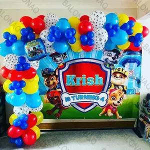 93PCS Dog Theme Party Set Birthday Party Decoration Paw Patrol Skin Dog Paw Balloon Bone Aluminum Film Balloon Decoration