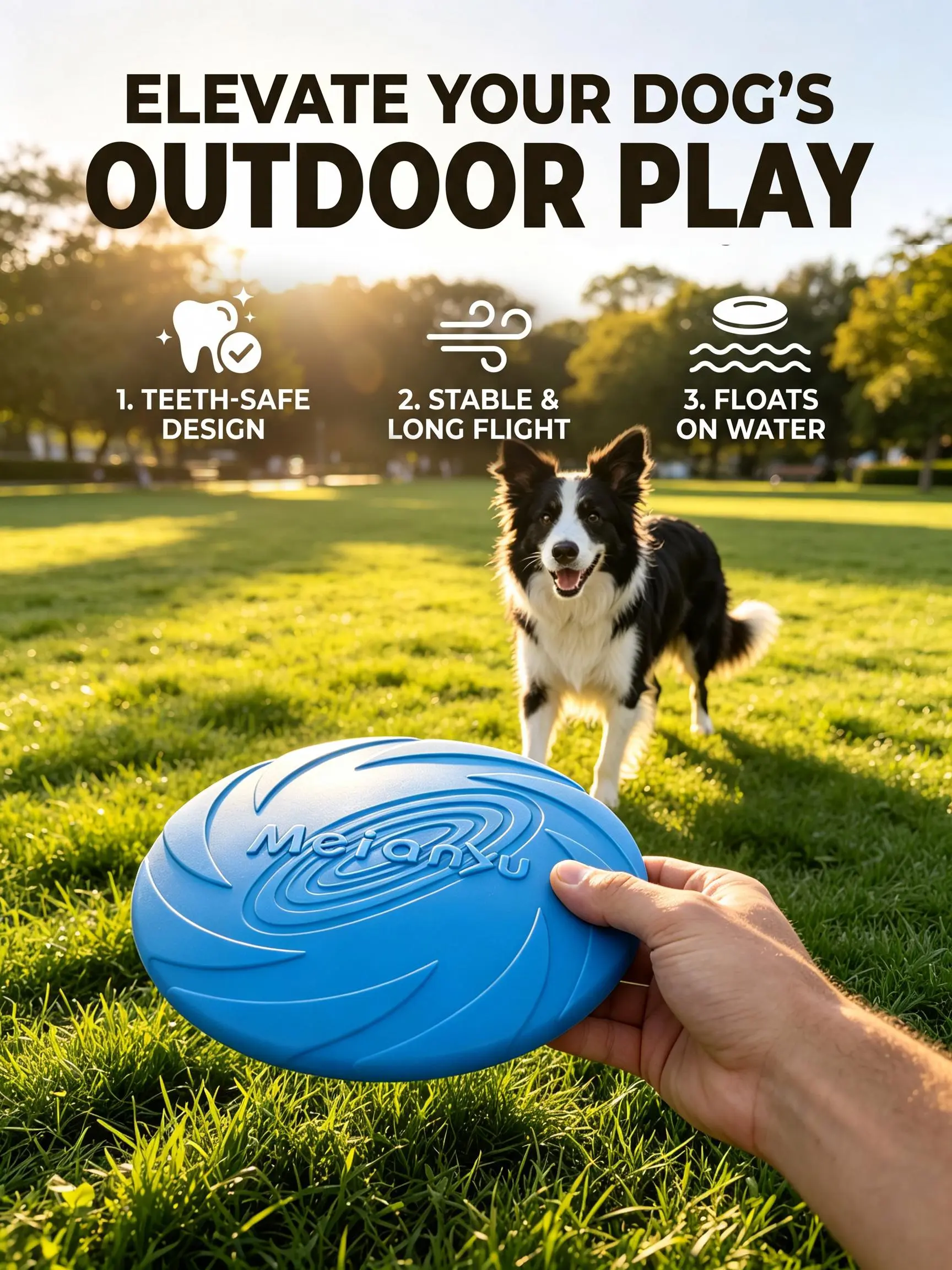Dog Frisbee Toy, Dog Flying Disc for Medium & Large Dogs, Interactive Fetch Toy, Outdoor Training Toy, TPR Dog Toy
