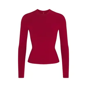 COTTON JERSEY LONG SLEEVE T-SHIRT | BRICK