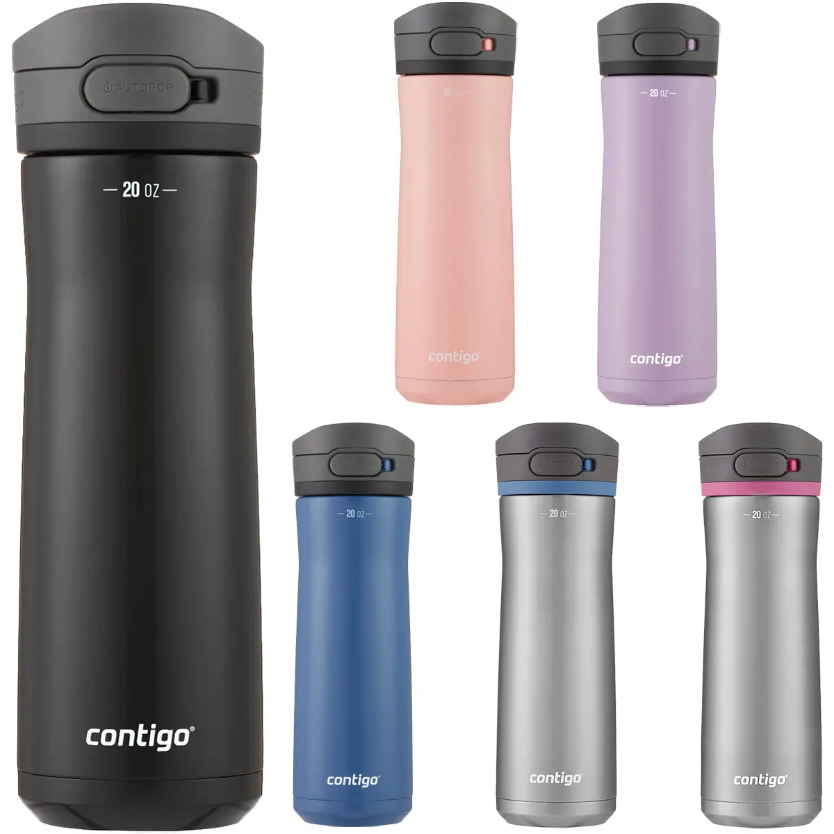 Contigo 20 oz. Jackson Chill 2.0 Vacuum Insulated Stainless Steel Water Tumbler, Leakproof Lid, Insulation Flask for Kitchen Drinkware Use, Flasks, Button