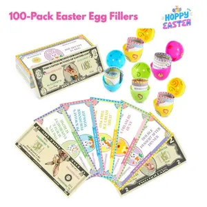 100-Pack Easter Egg Fillers – Bunny Money Coupons & DIY Tokens, 60 Redeemable Coupons, 30 Blank DIY Coupons, 10 Bunny Dollars for Easter Baskets & Activities