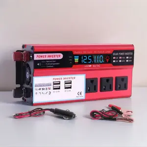 Peak Car Power Inverter, DC 12V to AC 110V-120V Converter with 4 USB Charger Ports, LCD Display, CE FC ROHS Certified Car Accessories for Automotive & Outdoor Use, Usb Car Connector, Car Phone Charger