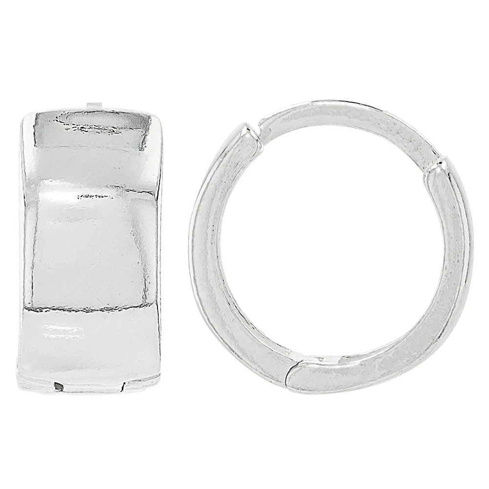 JTV Sterling Silver 11mm Polished Huggie Hoop Earrings with Hidden Snap Posts, No Warning Applicable, Unisex, Adults