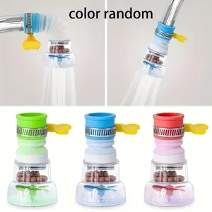 1pc Random Color Flexible Faucet Filter, Telescopic Swivel Kitchen Sink Water Purifier with Mineral Balls & Turbine Fan, Splash-Proof Water Saving Faucet Extender for Bathroom & Kitchen Use