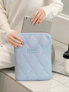 Aesthetic Quilted Tablet Bag For Women & Men, Multi-Layer Storage Sleeve, Tablet Sleeve Pouch With Smooth Zipper For IPad, Smartphones, Perfect For Work & Travel In Beige, Pink, Gray, Blue, Tablet Accessories