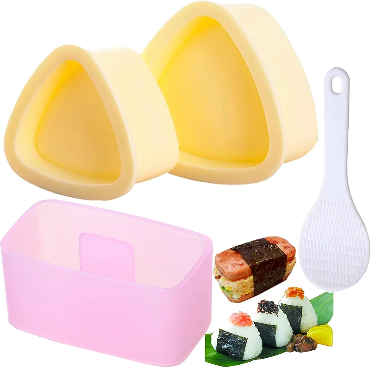 Onigiri Mold Triangle Set – 3PCS Rice Ball Maker Musubi Press, DIY Sushi Mold for Bento Lunch Box, Easy Japanese Rice Shaper