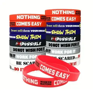 5-Pack Motivational Wristband Silicone with Inspirational Messages -Unisex Adult Size Woman Man Teens