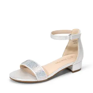 Dream Pairs Girls's Comfy Party Low Chunky Heels Forefoot Cushioning Sandals with Buckle Closure Summer Spring
