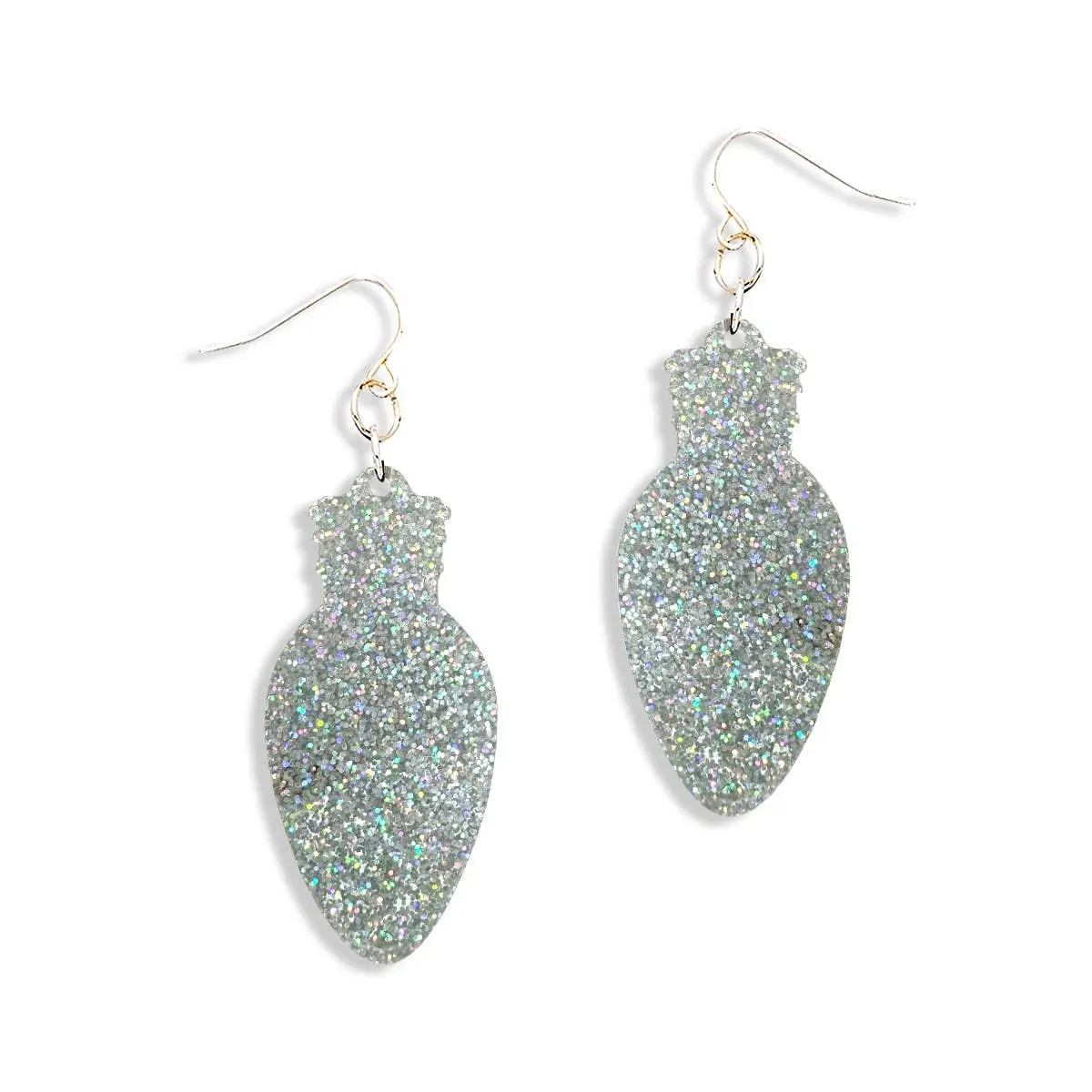 Holographic Glitter Christmas Lights Earrings #ACE-300SV-LIGHT-HOLGL