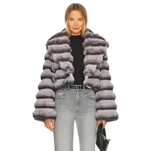 Adrienne Landau Faux Fur Chinchilla Jacket in Grey