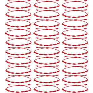 30pcs String Bracelets Lucky Friendship Cord Bracelet Adjustable Handmade Red 7 Knots Rope Bracelet Kabbalah Amulet for Protection Good Luck