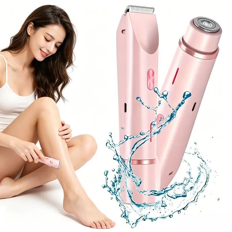 KOYYTO Women's 2-in-1 Cordless Intimate Pubic Trimmer - Waterproof Rechargeable Electric Shaver, Hypoallergenic Foil Dual Heads, Smoothing Pain-Free Grooming, Anti-Allergic Face & Body Use, Shower-Safe Travel-Friendly Appliance