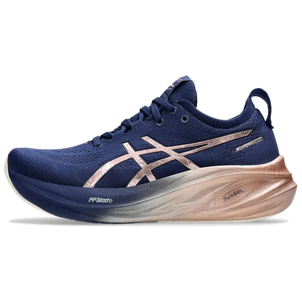 ASICS GEL Nimbus 26 Platinum Blue Expanse Rose Gold Comfort Low Top Running Shoes Women's 1012B740-400