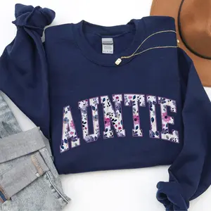 Auntie Sweatshirt, Floral Aunt Sweatshirt, Auntie Gifts, Auntie Sweater, Sister In Law Gift, Pregnancy Reveal, Aunt Gift from Niece, Oversized Trending Cotton Tee