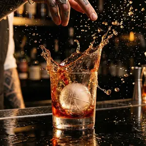 Basketball Ice Mold (4-Cavity) with Funnel – Large Silicone Sphere Ice Ball Maker for Sports Fans – Food-Grade & BPA-Free – Ideal for Whiskey, Juice & Cold Brew – 3D Basketball Design for Bar & Party – Durable Basketball Lover Gift