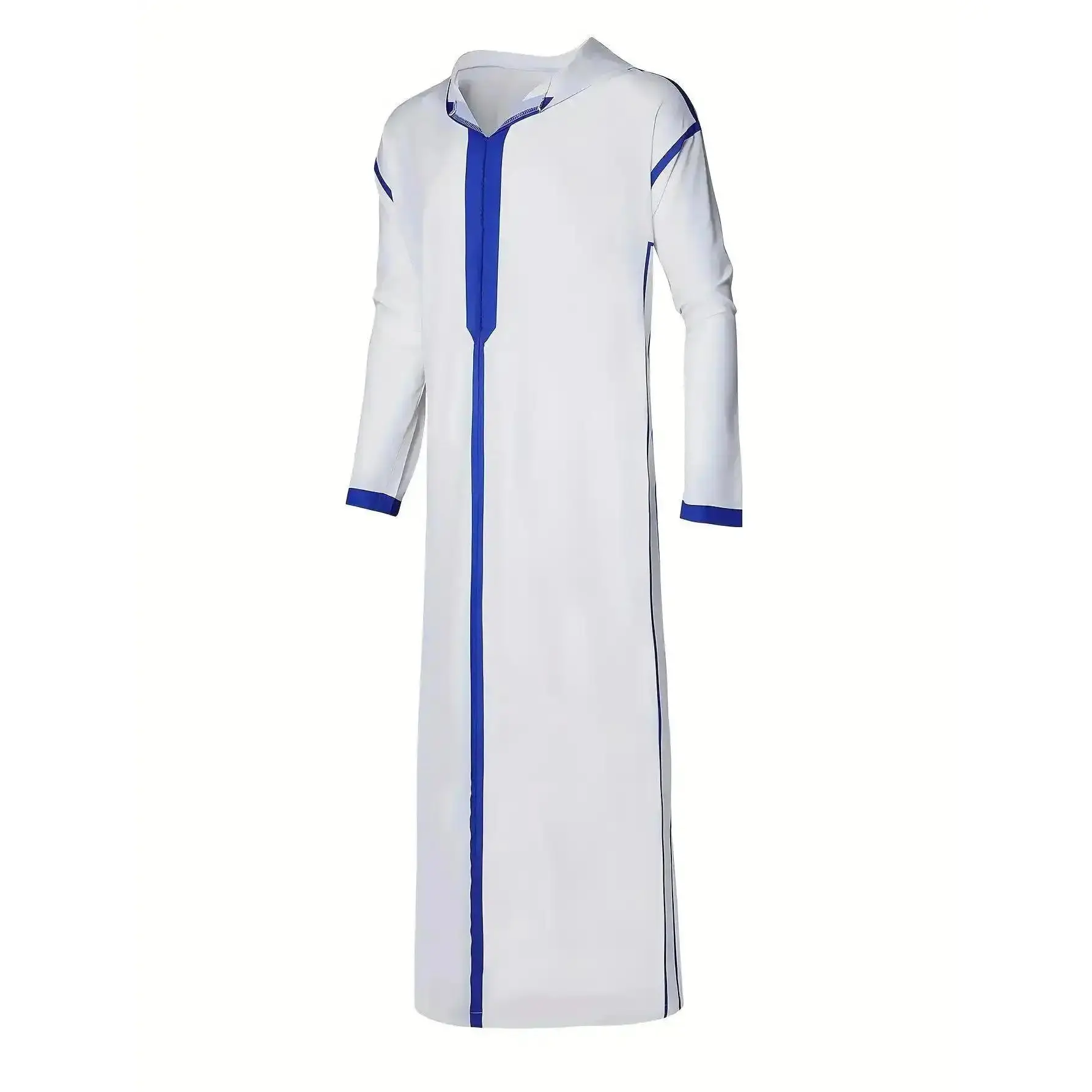 Men's Loose Moroccan Thobe – Modern White Hooded Djellaba with Stripe, Long Sleeve Islamic Robe for Ramadan & Everyday Wear Modest Traditional Arabic, essential piece, must have item, wardrobe staple, trendy timeless