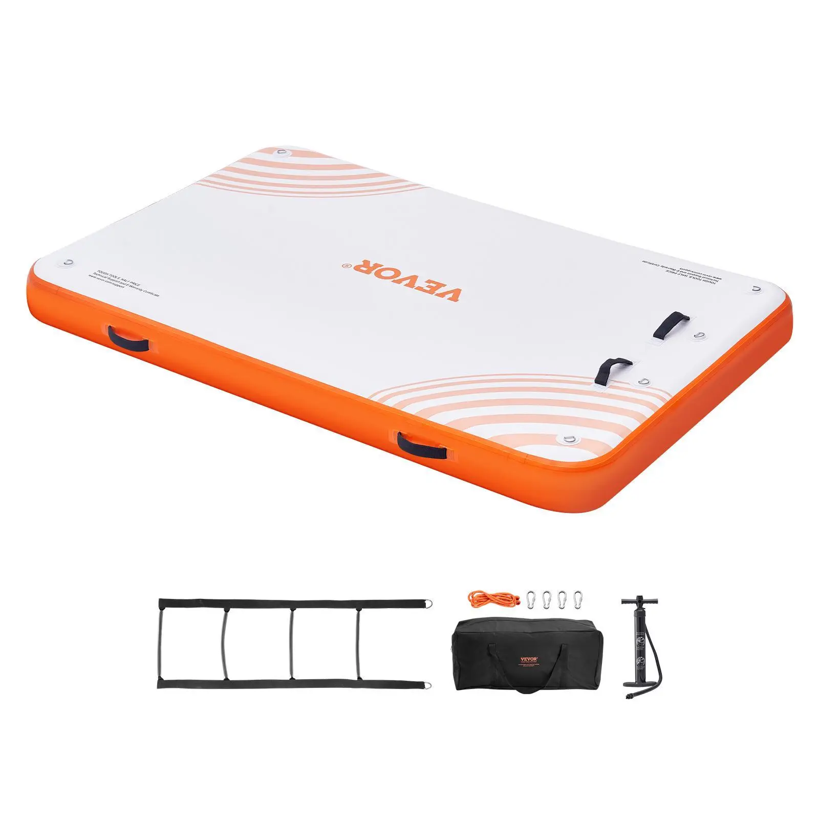 【Summerfinds】VEVOR Inflatable Floating Dock, 8 x 5FT Inflatable Dock Platform, Non-Slip Water Floating Dock Mat with Portable Carrying Bag & Detachable Ladder, Floating Platform Island Raft for Pool Beach Ocean