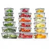 Vtopmart 18Pack Glass Food Storage Containers Combo, Airtight, Leakproof, BPA-Free, Oven-Safe, Microwave-Safe, Reusable Silicone Stretch Lids, Rectangle/Square for Meal Prep, Fridge Organization, Leakproof Container, Meal Grey