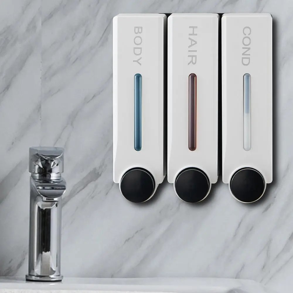 Wall Mounted Shower Soap Dispenser, Liquid Soap Dispenser, 1 Set Handheld Shampoo & Conditioner Pump, Manual Bathroom & Kitchen Soap Dispenser for Home, Hotel, Public Restrooms, Soap Container