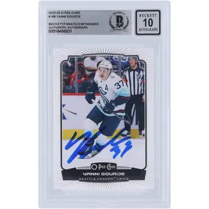 Yanni Gourde Seattle Kraken Autographed 2020-23 Upper Deck O-Pee-Chee #188 Beckett Fanatics Witnessed Authenticated 10 Card - Fanatics Authentic Certified