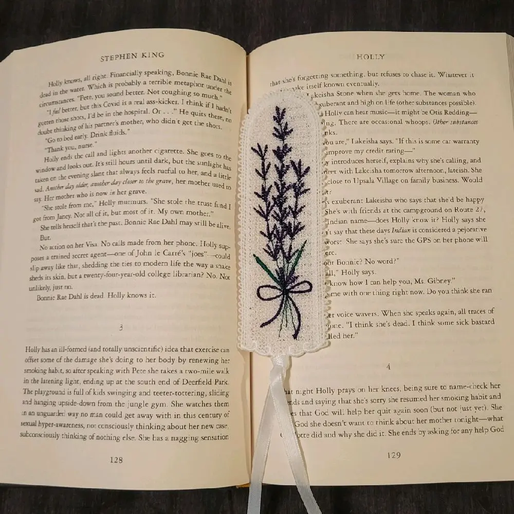 Purple Iris Embroidered Bookmark