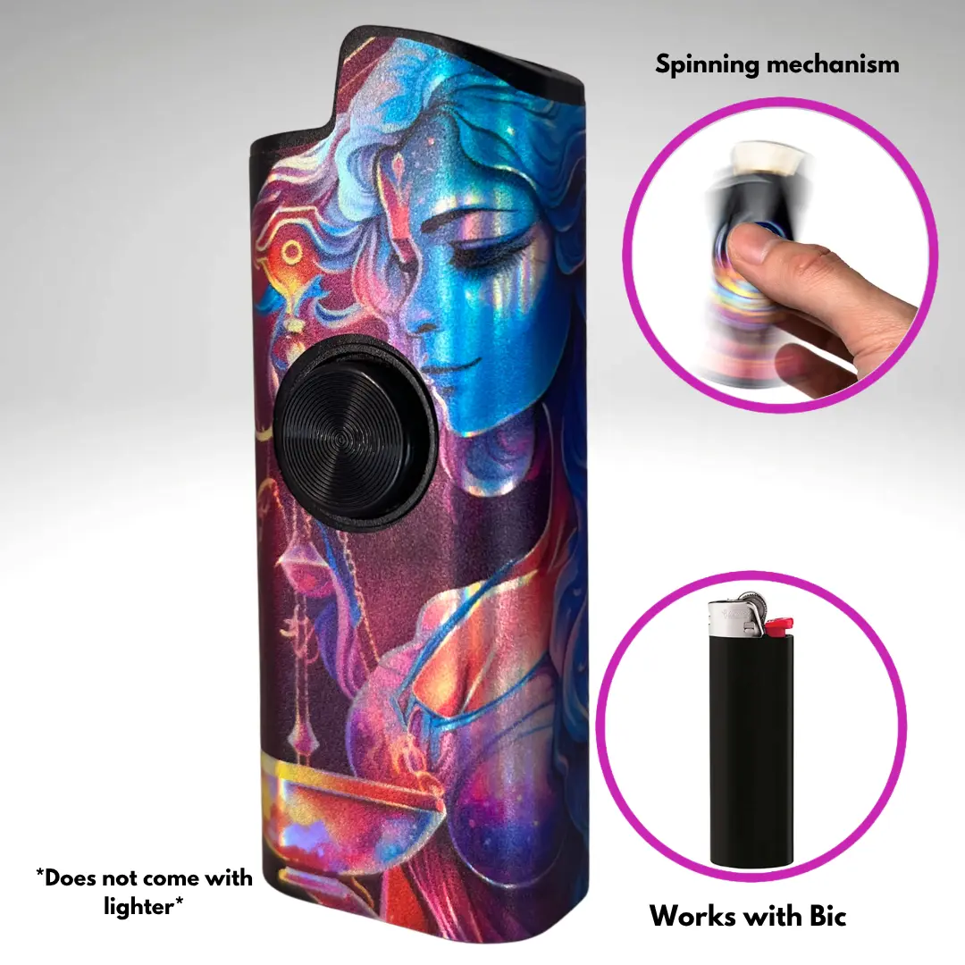 FLKR LYTR: Libra Fidget Spinner Lighter Case Accessory for Bic Spinner Lighter Case | FLKR LYTR