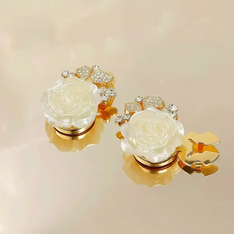 Elegant Diamond-Embellished Flower Cufflinks - Interchangeable Button Covers for Unisex Suits, Formal Shirts, Graduation, Anniversary, Auspicious Ceremonies, Ceremony